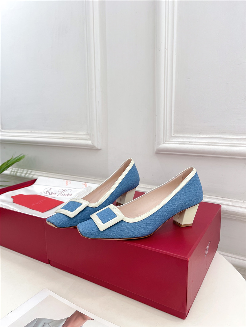 Roger Vivier Belle Vivier Pumps in Blue Canvas