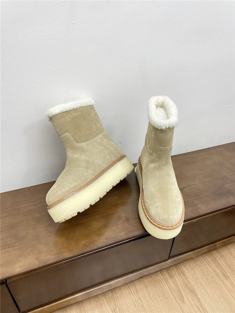 Pra*a triangle-logo platform beige suede boots