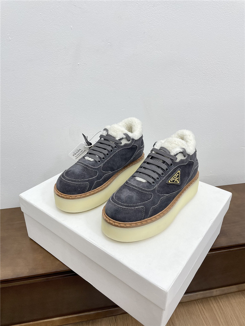 Pra*a winter platform suede sneakers brown