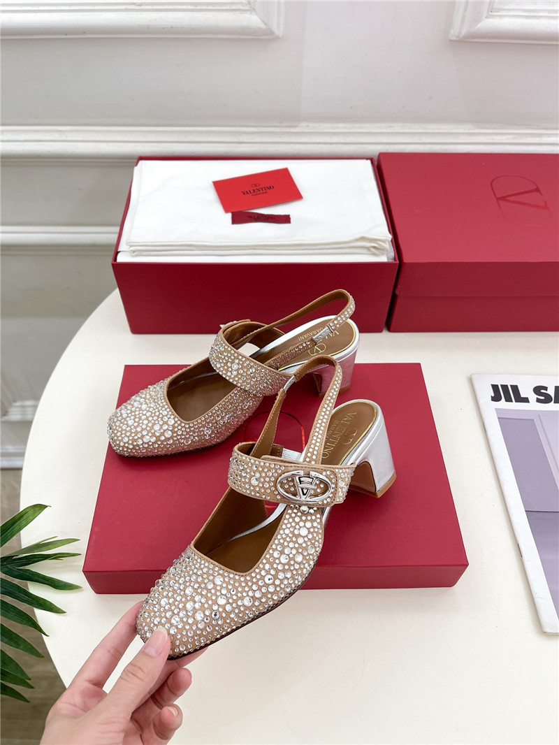Va1e*ntin0 crystal silver mary-jane slingbacks