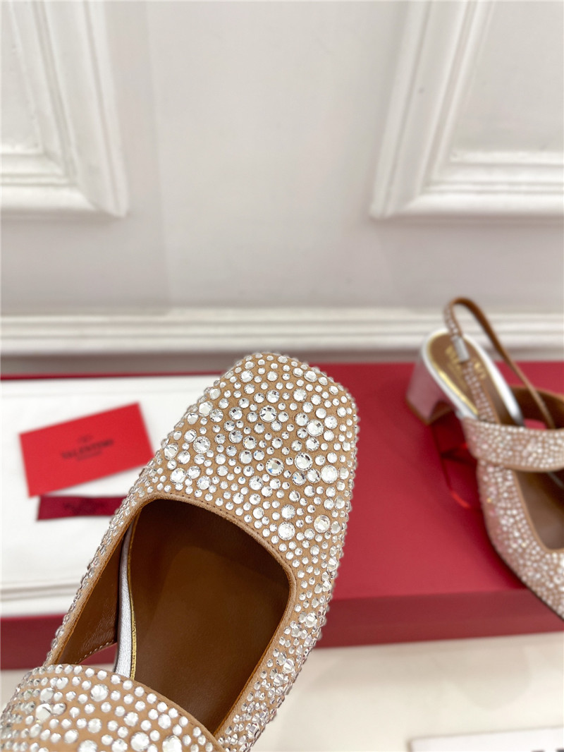 Va1e*ntin0 crystal silver mary-jane slingbacks