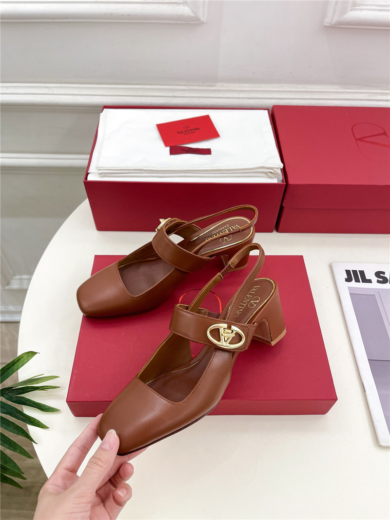 Va1e*ntin0 vlogo locker brown mary-jane slingbacks