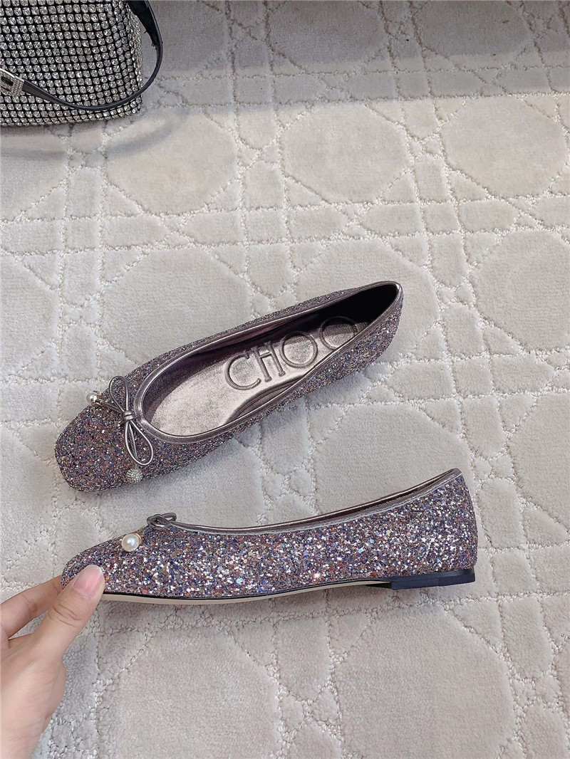 J1m*y Ch00 elme flats in multicolor glitter