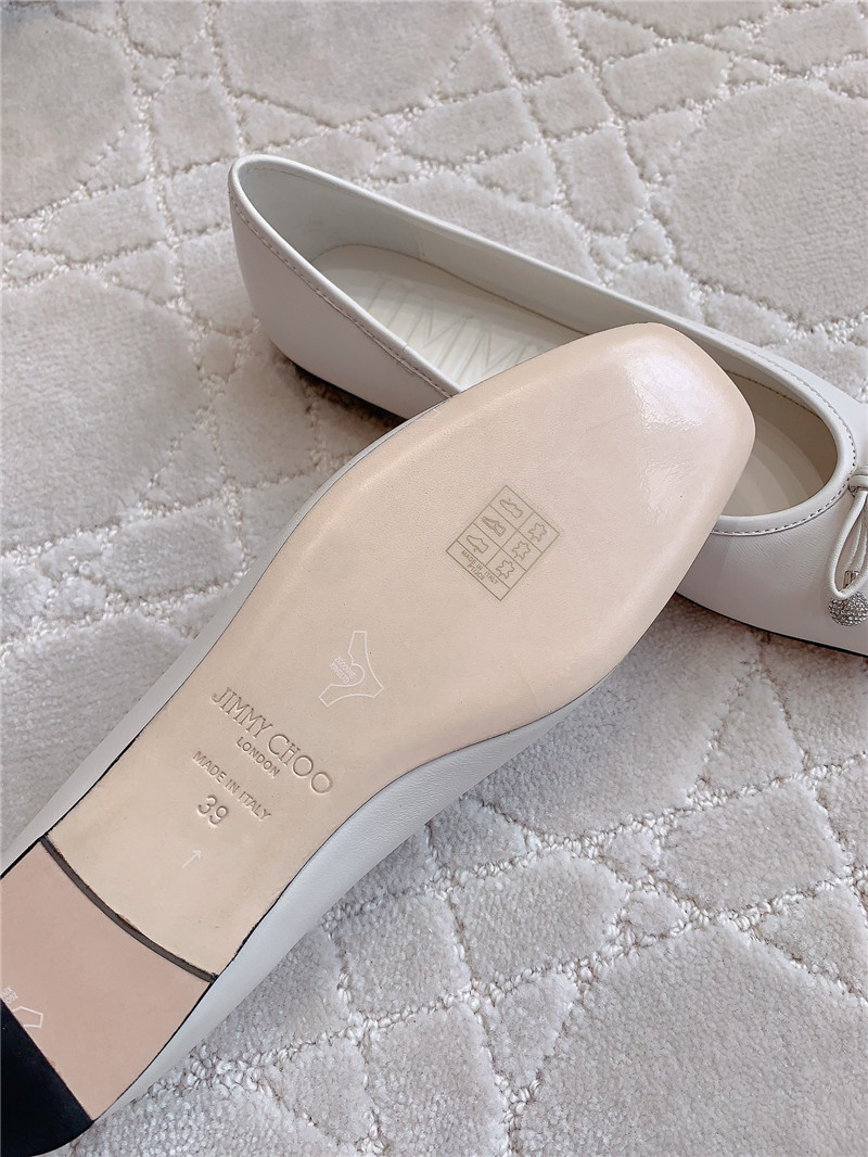 J1m*y Ch00 elme flats in latte nappa leather