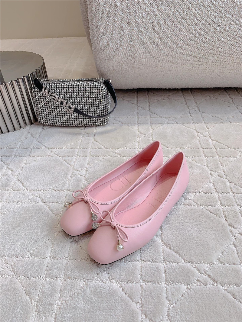 J1m*y Ch00 elme flats in rose nappa leather