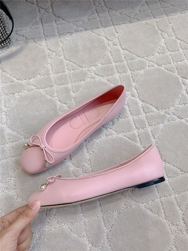 J1m*y Ch00 elme flats in rose nappa leather