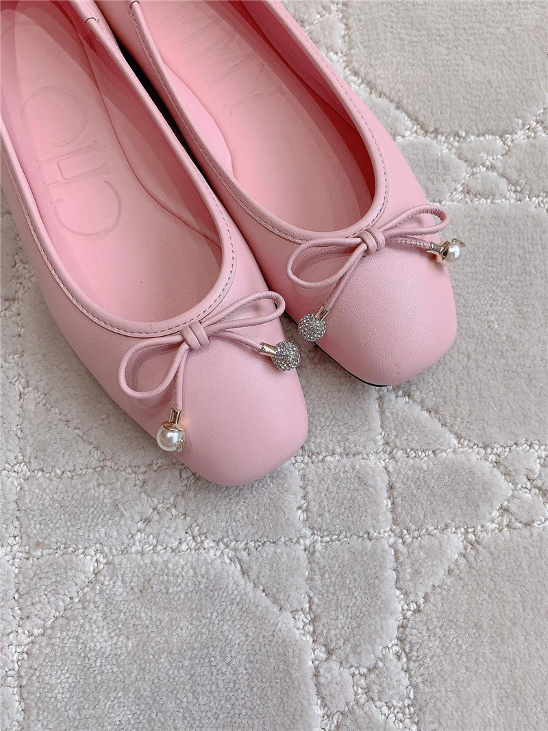 J1m*y Ch00 elme flats in rose nappa leather