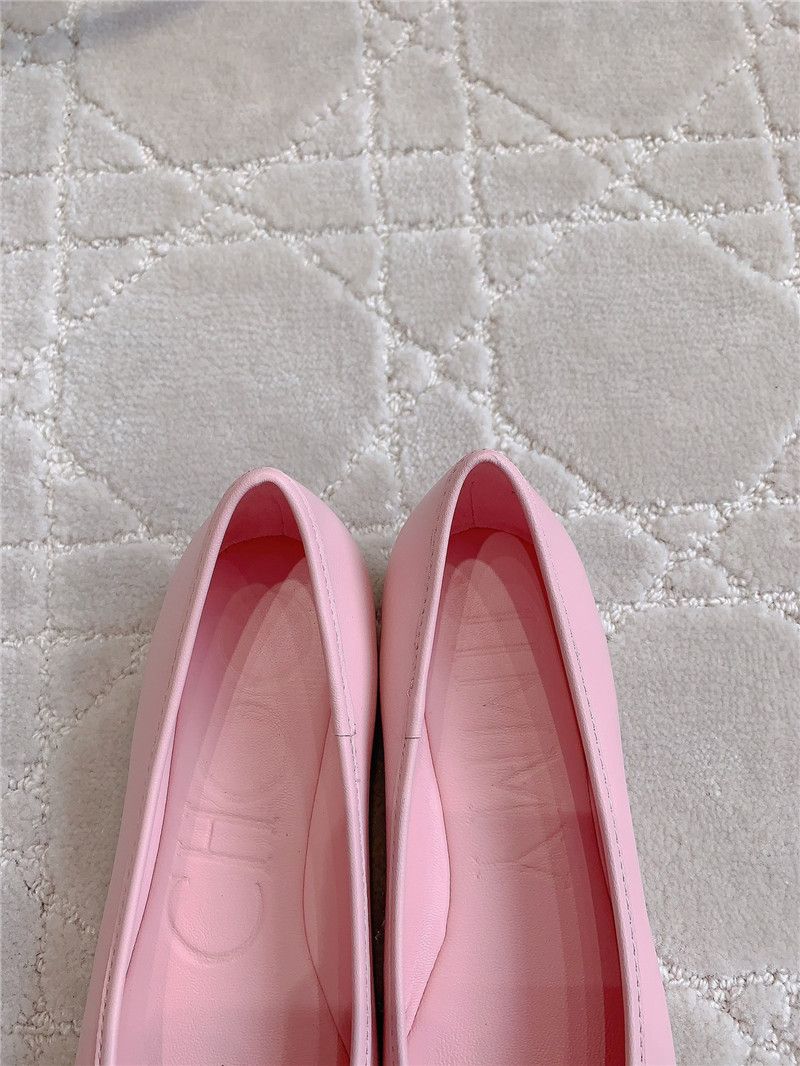J1m*y Ch00 elme flats in rose nappa leather