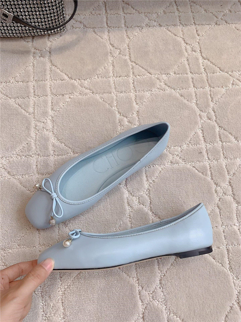 J1m*y Ch00 elme flats in blue nappa leather