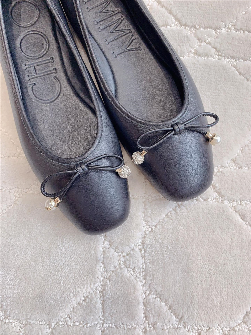 J1m*y Ch00 elme flats in black nappa leather