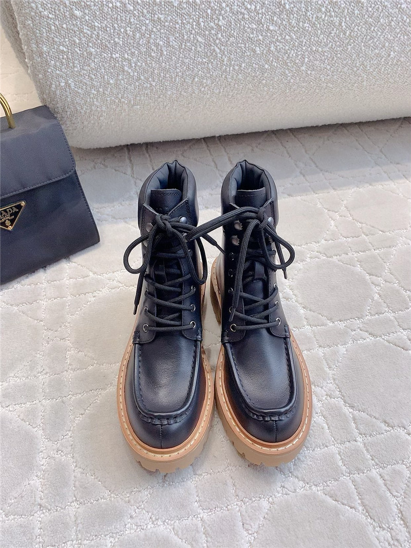 Pra*a platform lace-up calfskin ankle boots