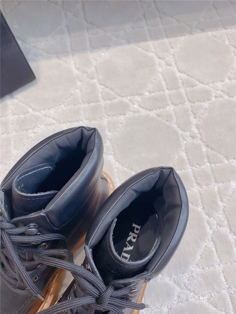 Pra*a platform lace-up calfskin ankle boots