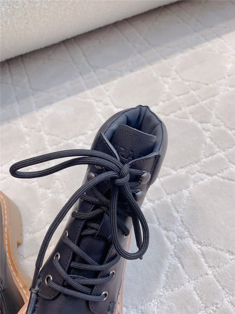 Pra*a platform lace-up calfskin ankle boots