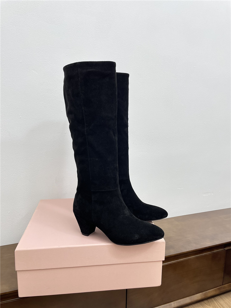 Miu Miu Black Suede Knee-High Boots