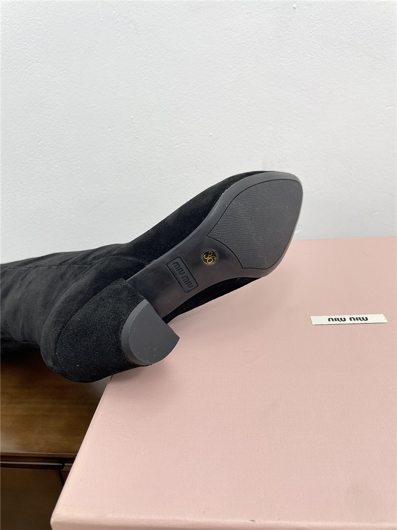 Miu Miu Black Suede Knee-High Boots