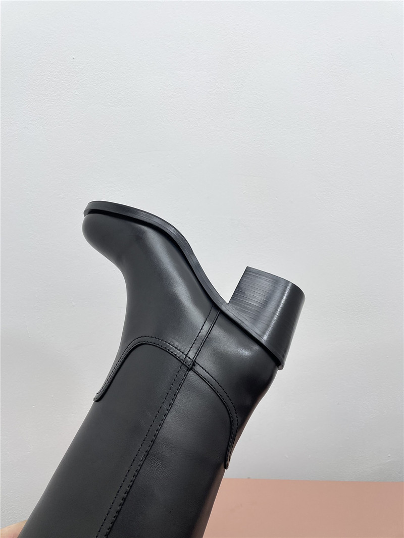 Miu Miu Black Leather Knee-High Boots