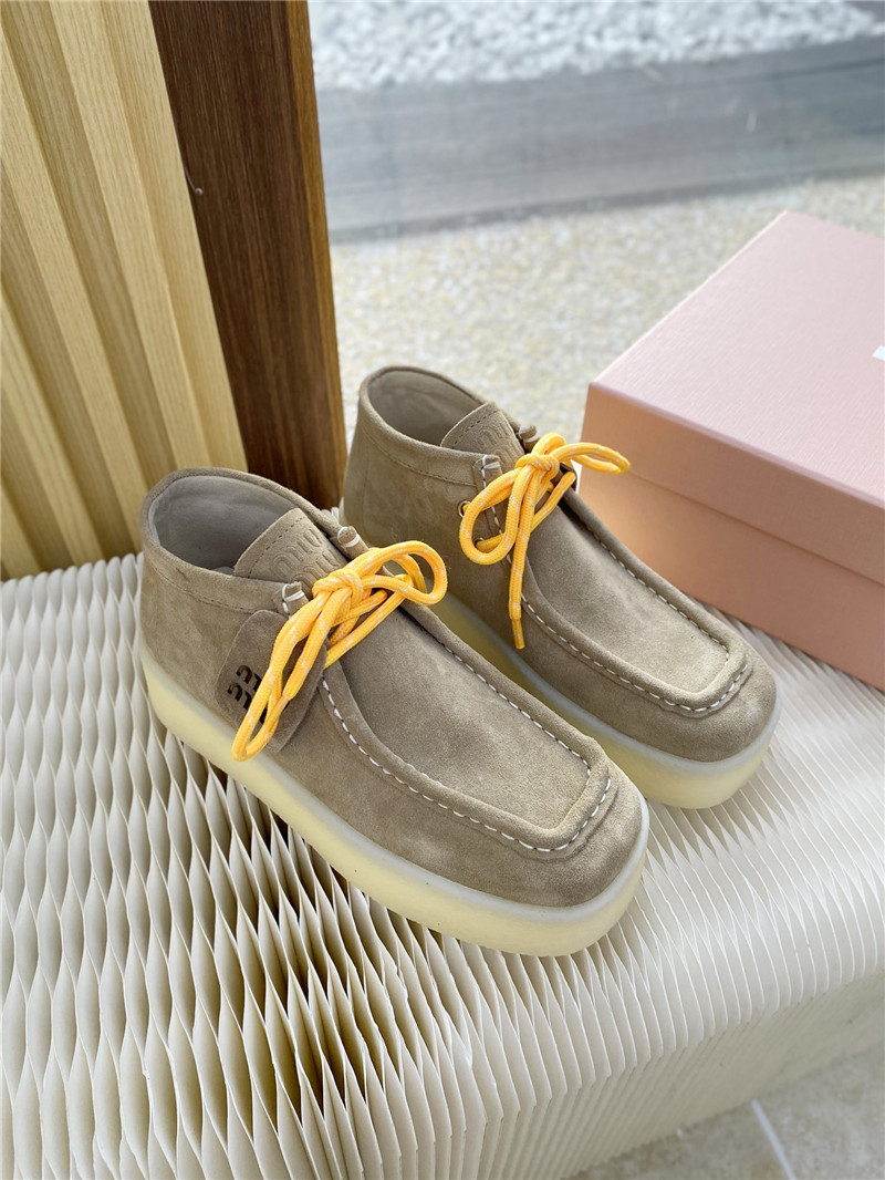 Miu Miu Suede Leather Lace-Up Loafers