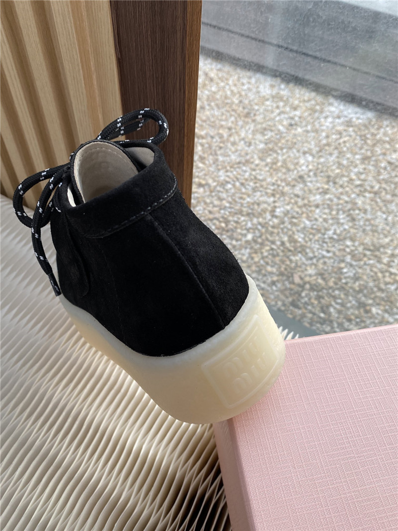 Miu Miu Suede Leather Lace-Up Sneakers