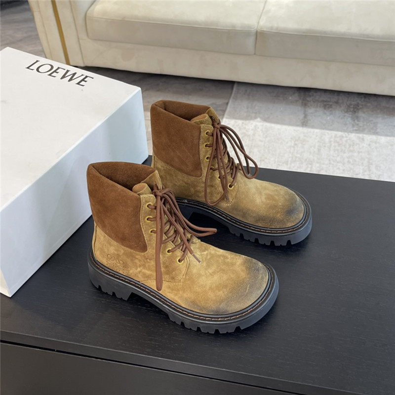 L0ew* sierra combat suede ankle boot in brown