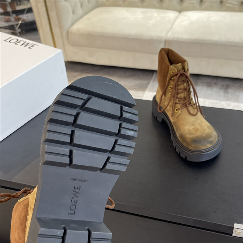 L0ew* sierra combat suede ankle boot in brown