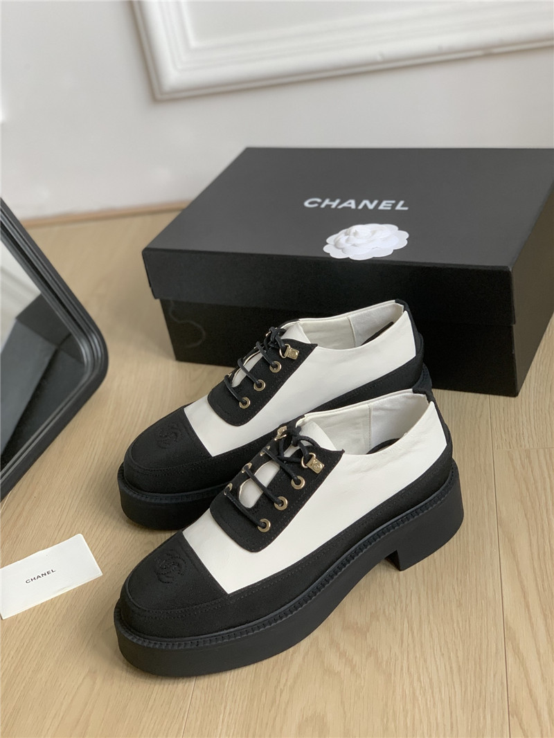 Ch**el white and black suede calfskin oxfords