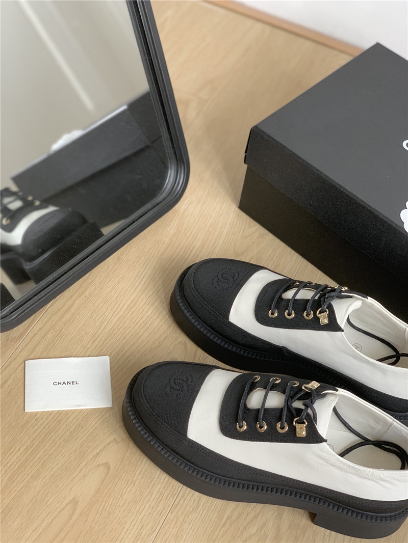 Ch**el white and black suede calfskin oxfords