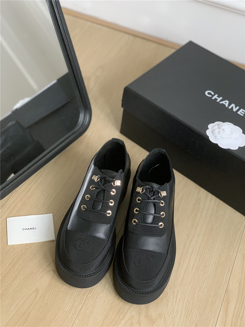 Ch**el black suede calfskin lace-up oxfords