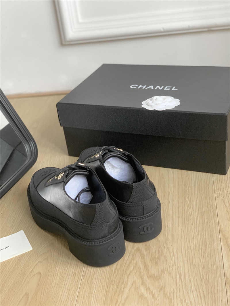 Ch**el black suede calfskin lace-up oxfords