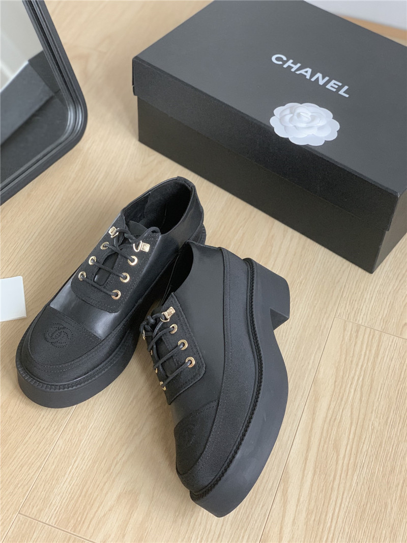 Ch**el black suede calfskin lace-up oxfords