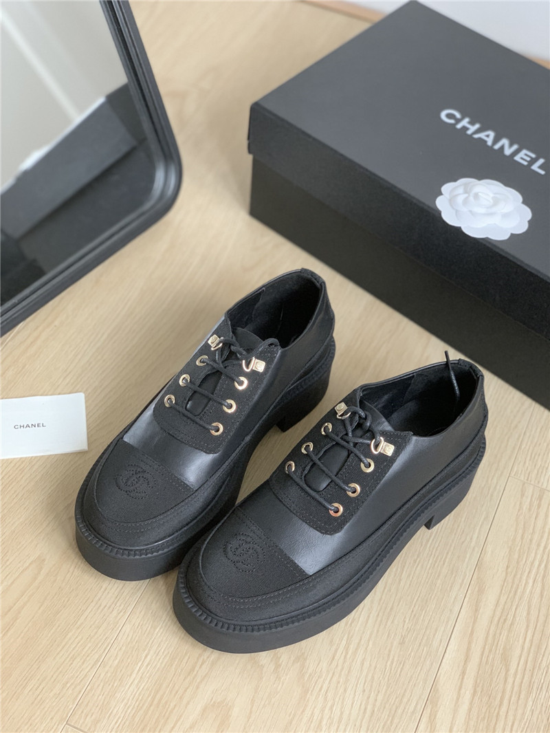 Ch**el black suede calfskin lace-up oxfords