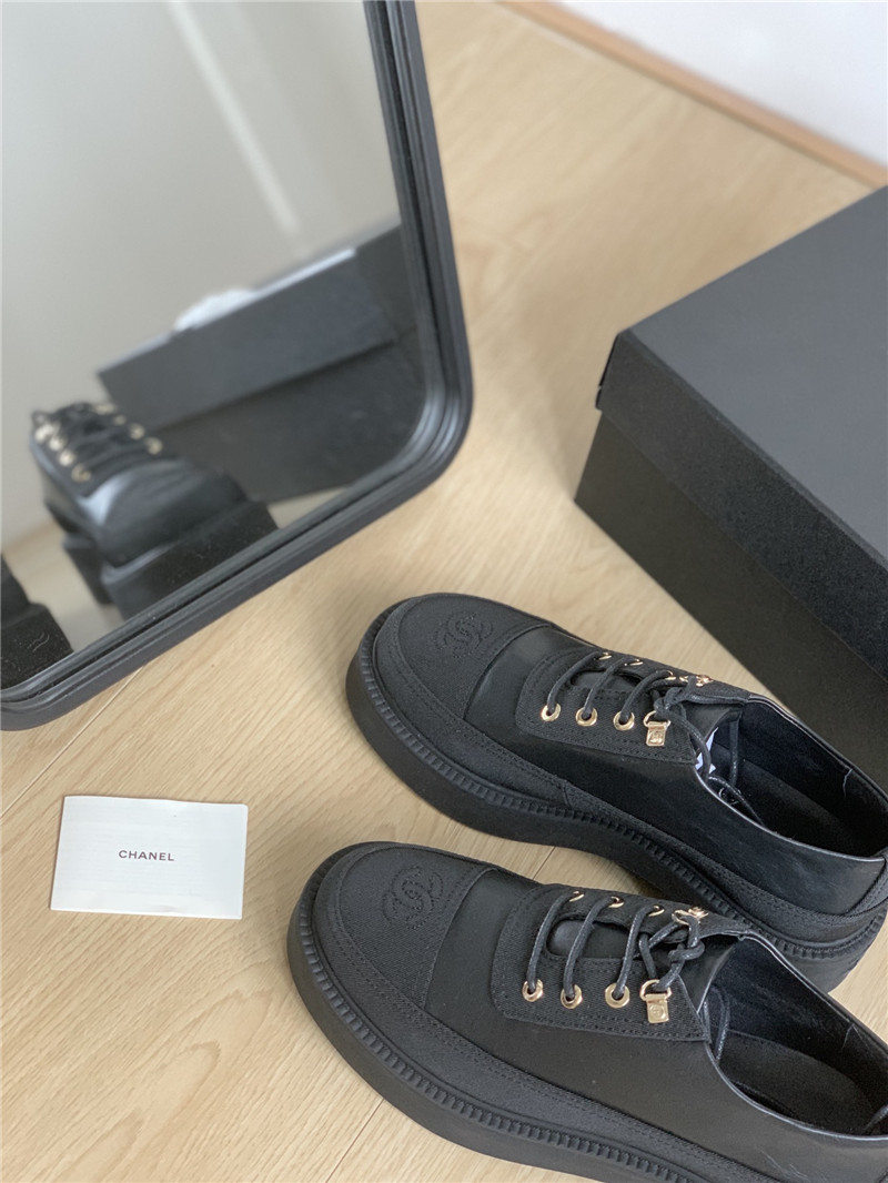 Ch**el black suede calfskin lace-up oxfords