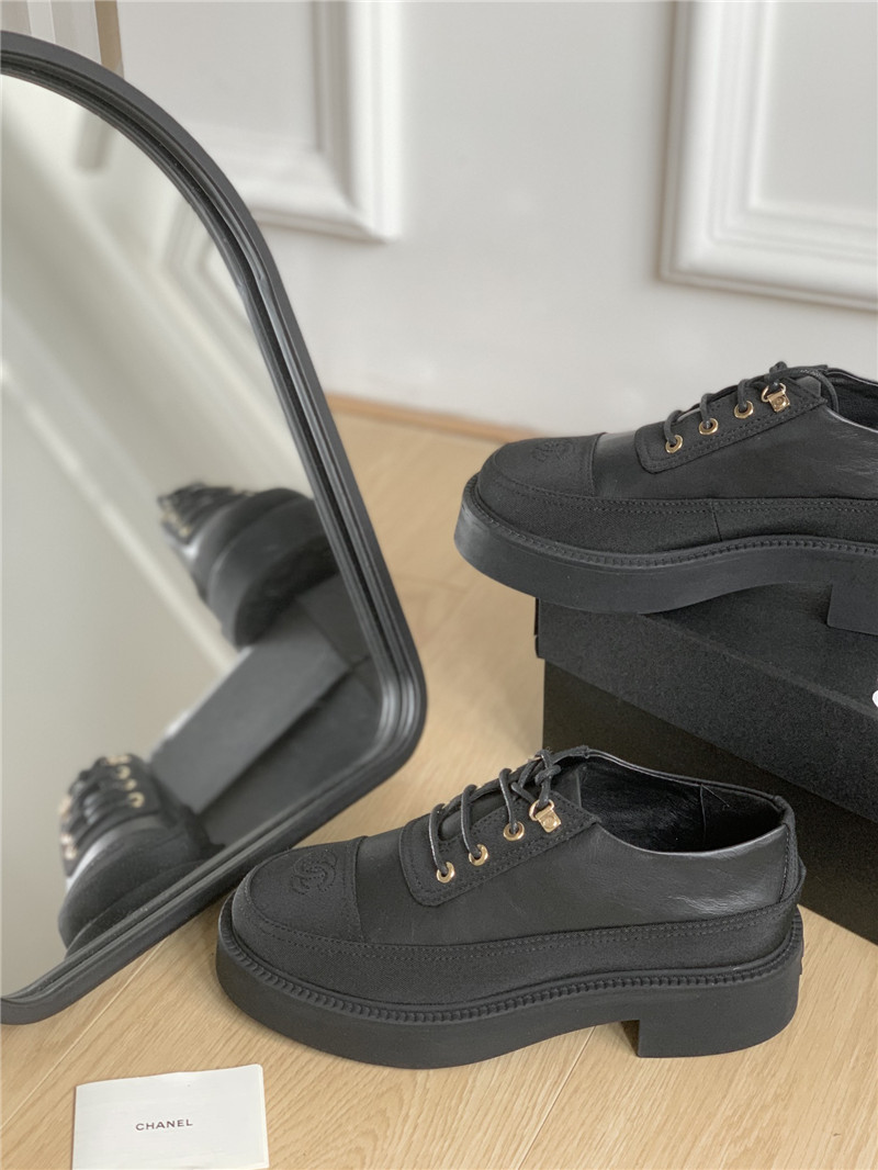 Ch**el black suede calfskin lace-up oxfords