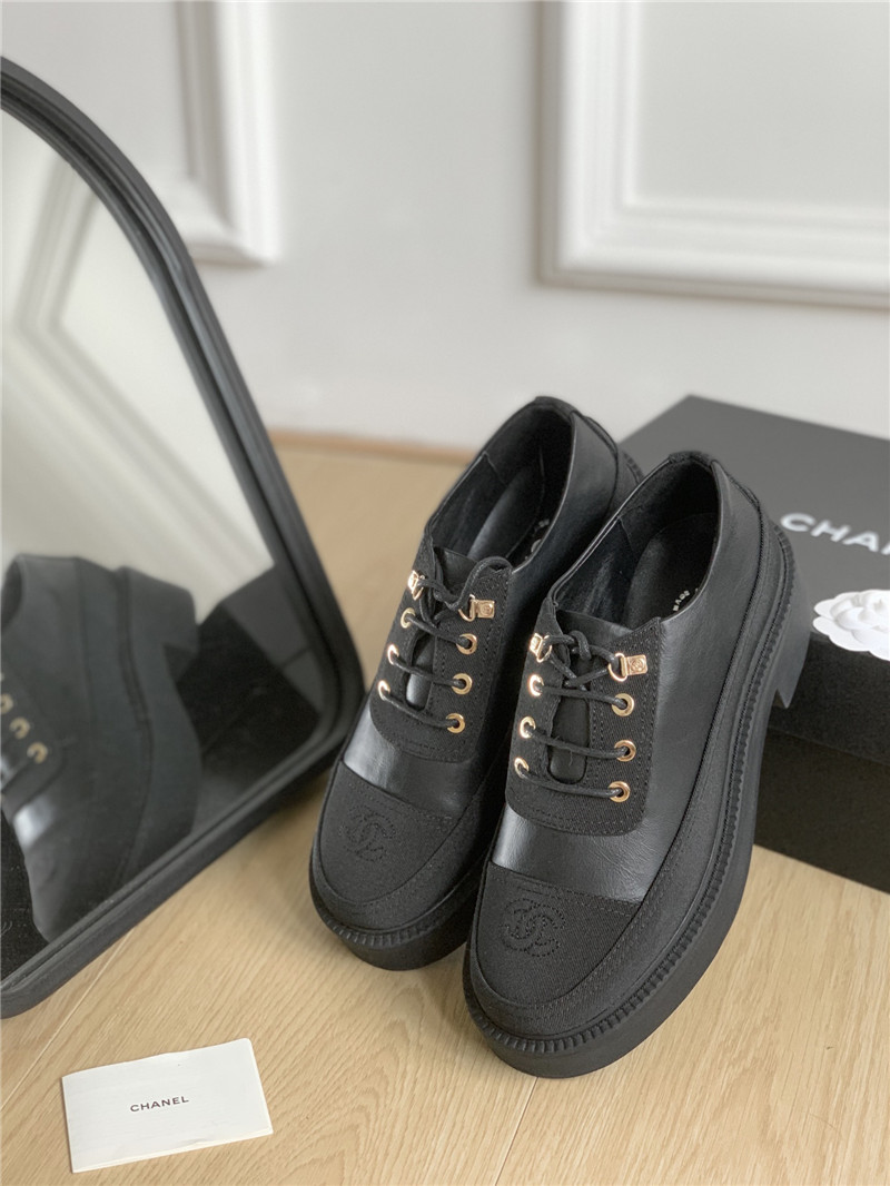 Ch**el black suede calfskin lace-up oxfords