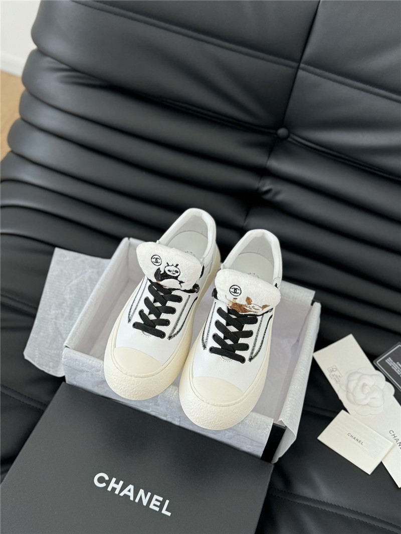 Ch**el white lace-up low top sneakers