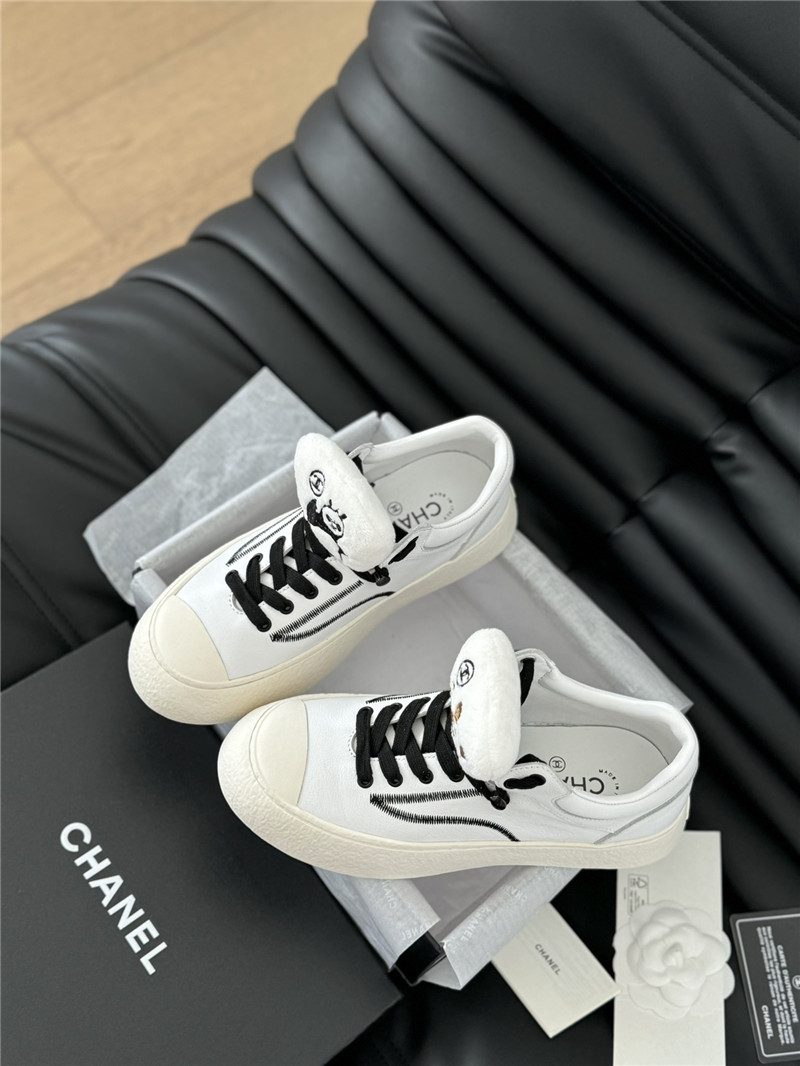 Ch**el white lace-up low top sneakers