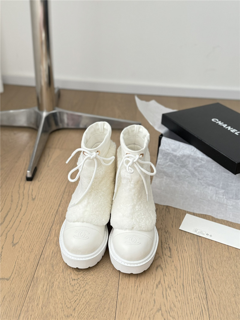 Ch**el wool white ankle boots