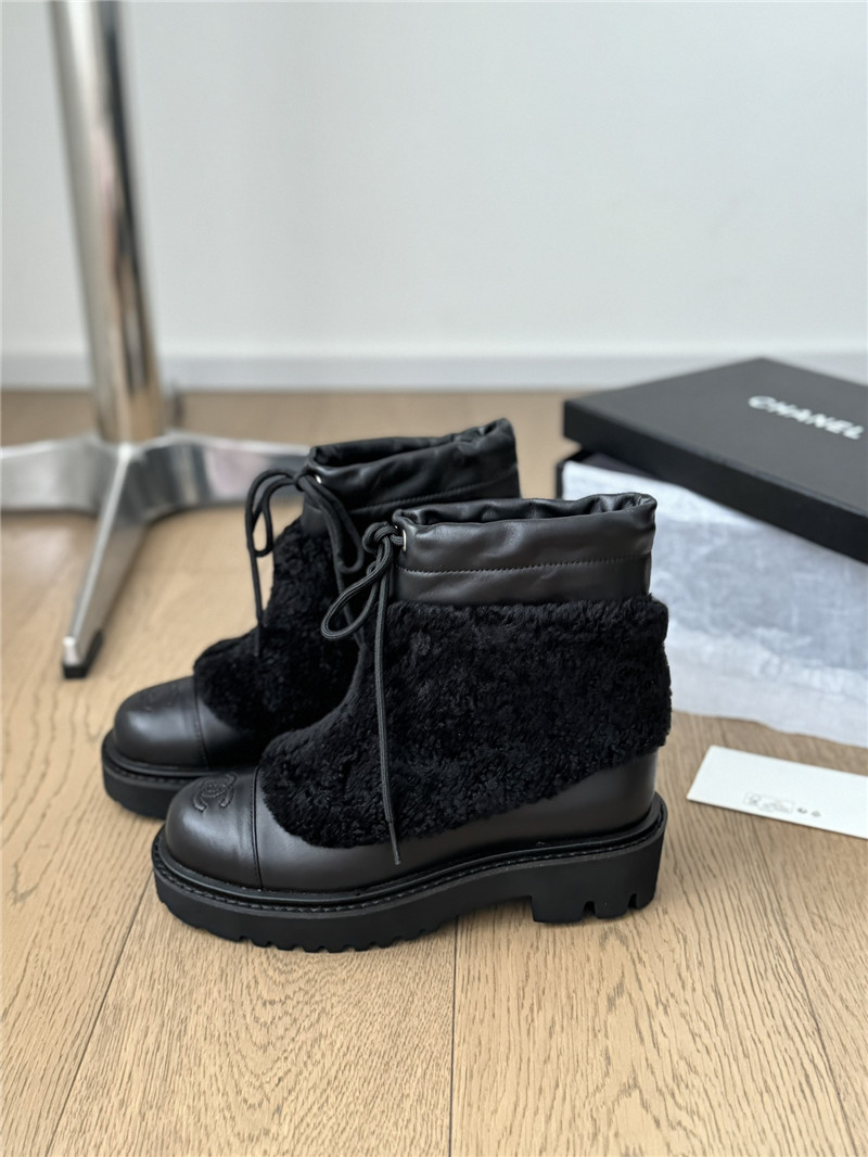 Ch**el calfskin wool ankle boots