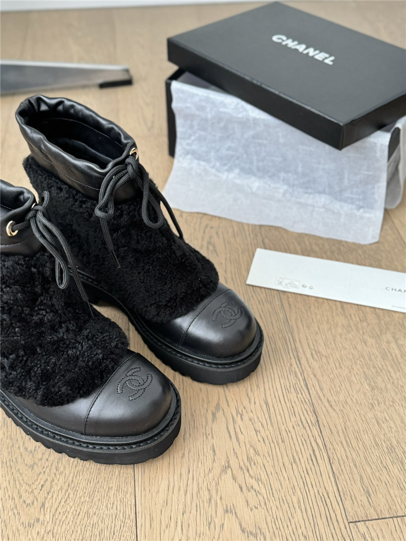 Ch**el calfskin wool ankle boots