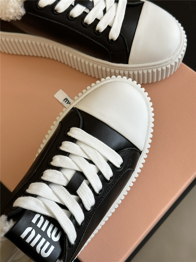 Miu Miu Shearling Lined Leather Sneakers