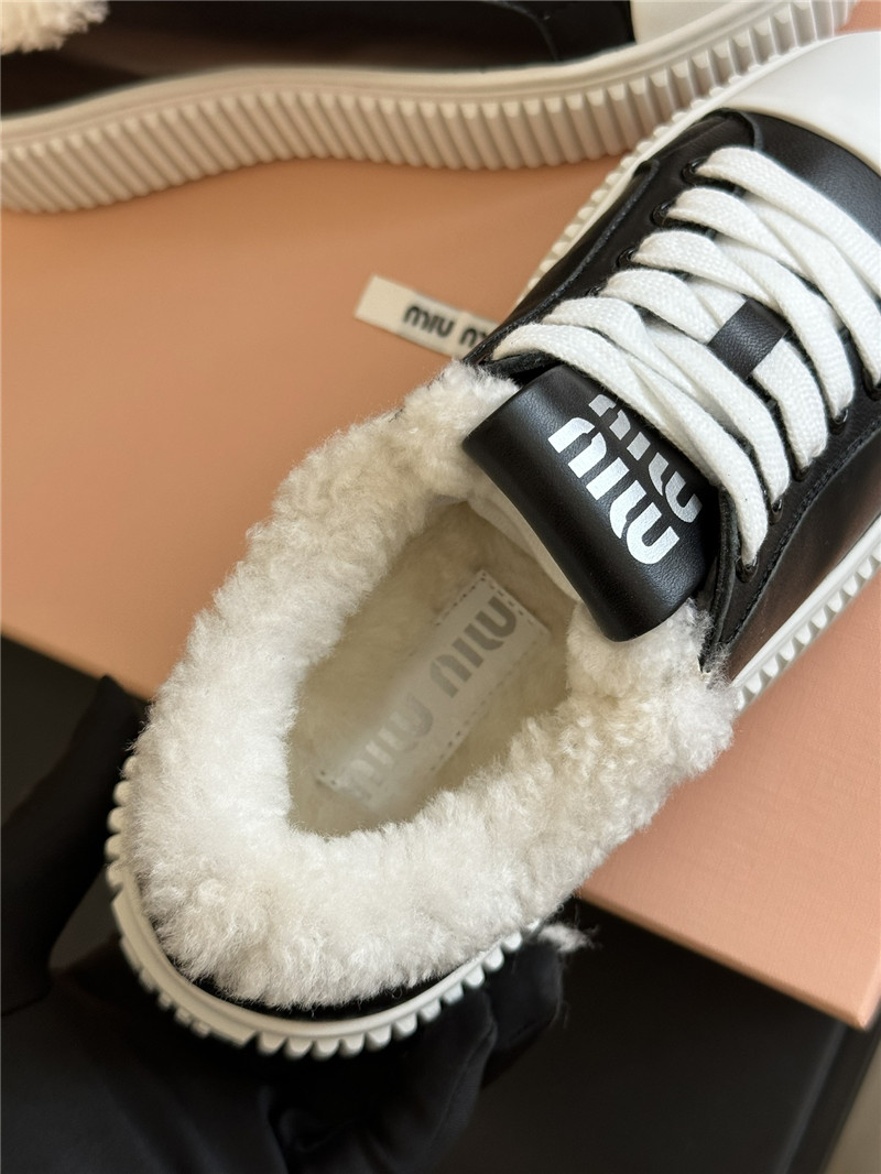 Miu Miu Shearling Lined Leather Sneakers