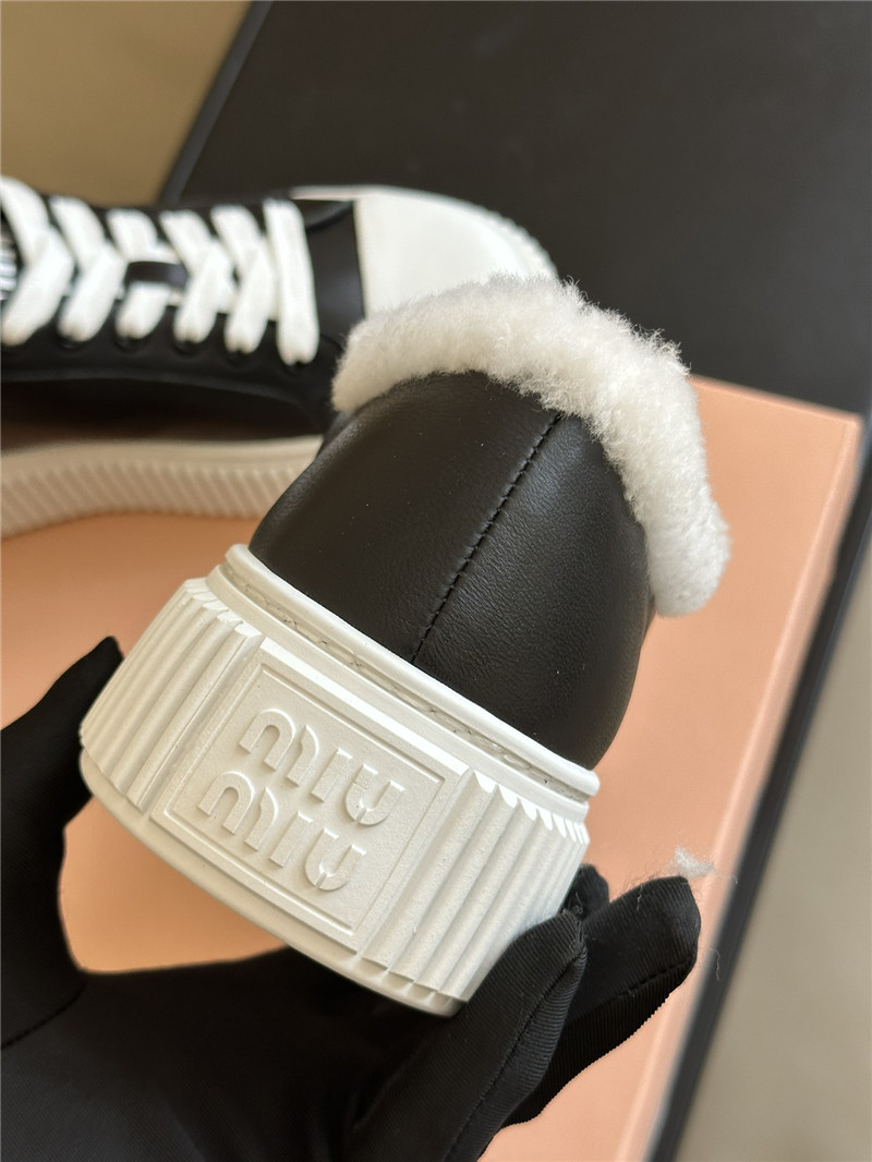 Miu Miu Shearling Lined Leather Sneakers