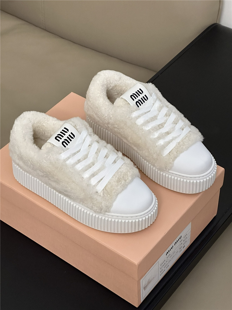 Miu Miu White Shearling Sneakers