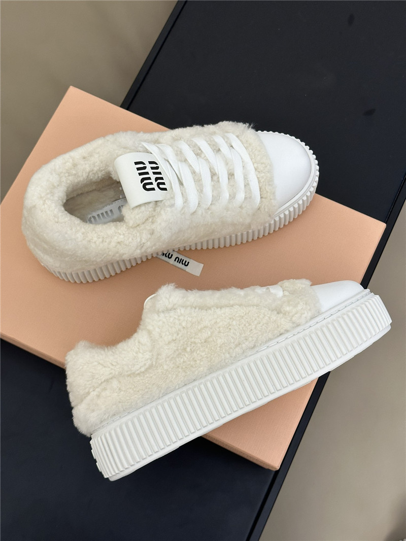 Miu Miu White Shearling Sneakers