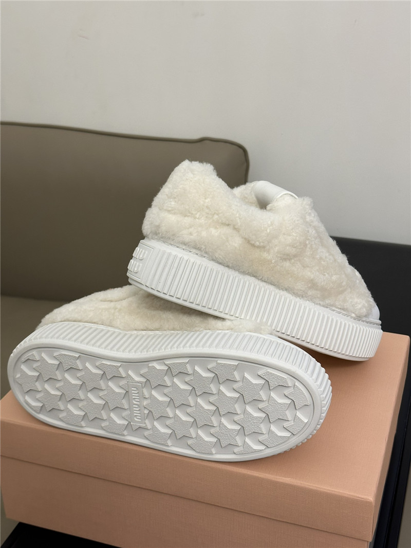 Miu Miu White Shearling Sneakers