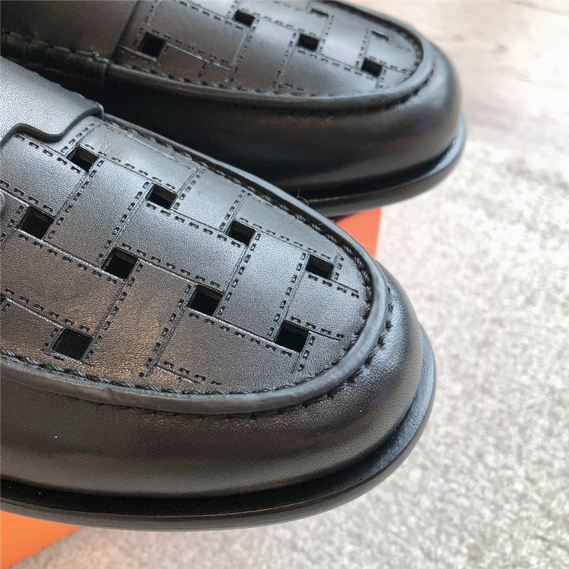 H**me5 h cut-out kennedy loafer in noir calfskin