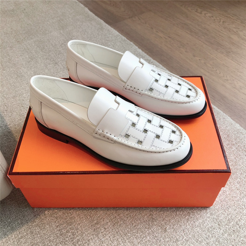 H**me5 h cut-out kennedy loafer in blanc calfskin
