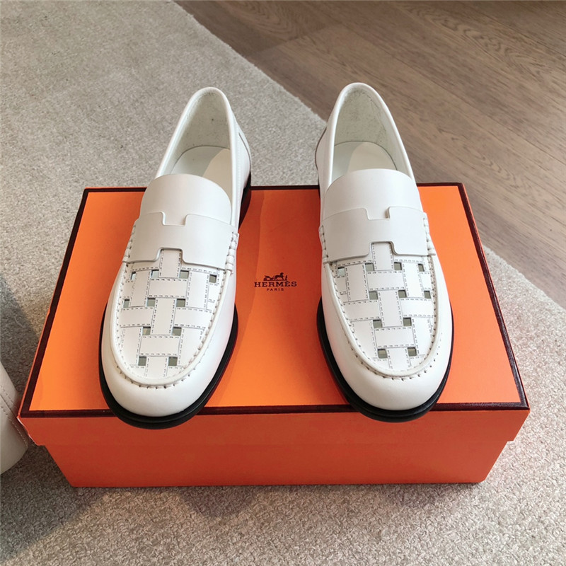 H**me5 h cut-out kennedy loafer in blanc calfskin