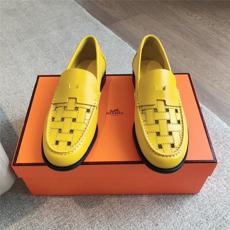 H**me5 h cut-out kennedy loafer in yellow calfskin