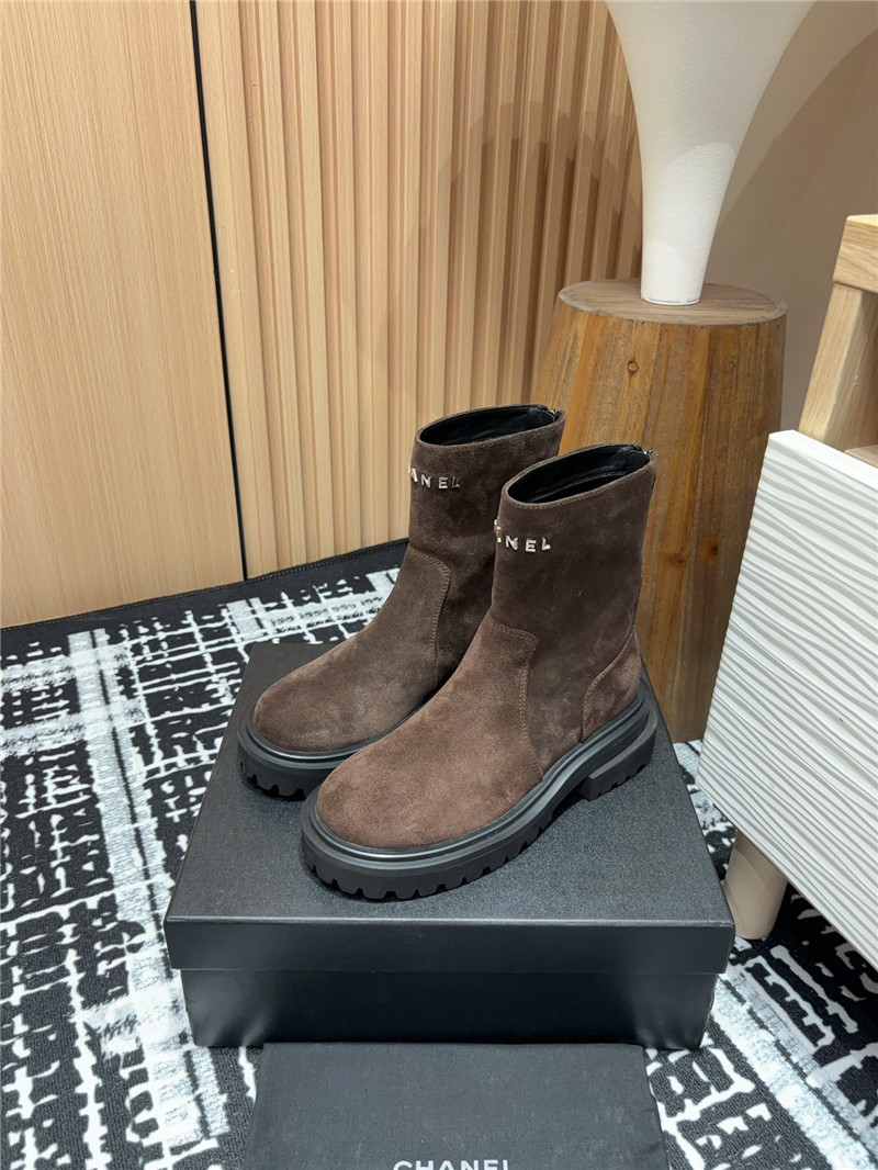 Ch**el platform suede leather ankle boots