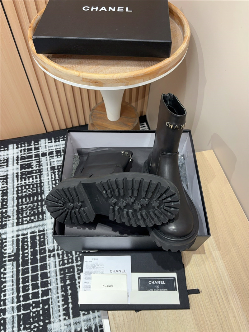 Ch**el platform calfskin ankle boots